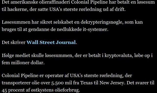 Pipeline betaler ransomware