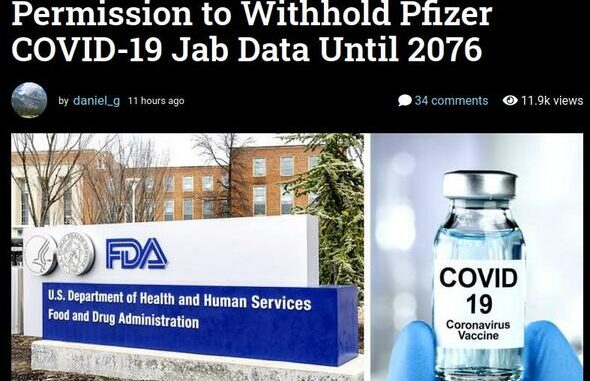 FDA vil tilbageholde covid vaccine data til 2076 !