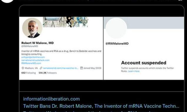 twitter censursvin Robert malone