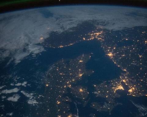 danmark om natten set fra rummet