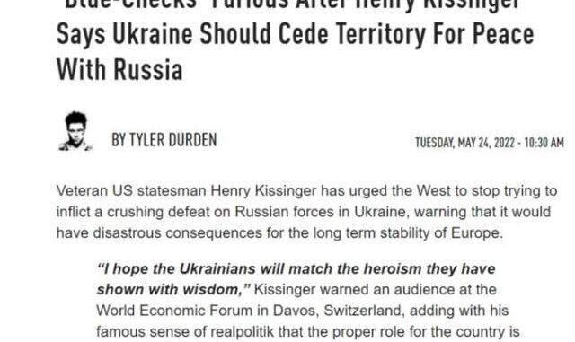 Kissinger til Ukraine slut fred