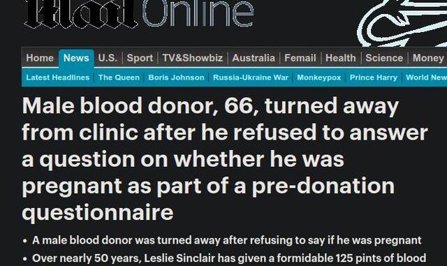 UK absurditet bloddonor mand ikke gravid