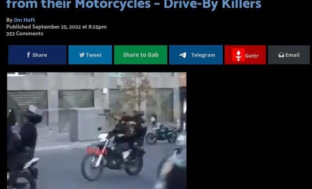 Iranske turbanregine skyder fra motorcykler mod protester