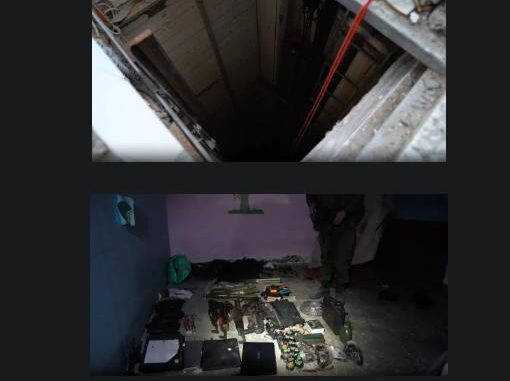 A tunnel and arms found by the IDF beneath Gaza’s Rantisi hospital