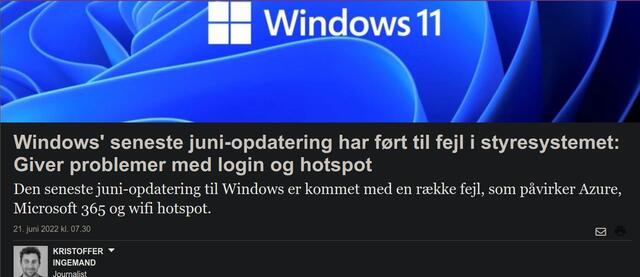 Windows 11 opdatering giver fejl