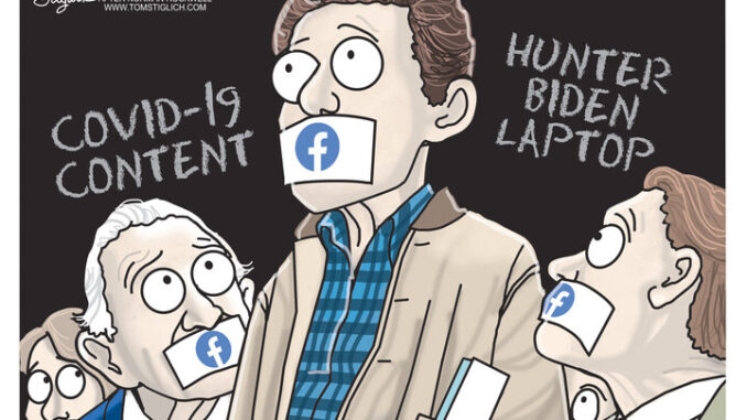 facebook censur af covid løgne og hunters laptop